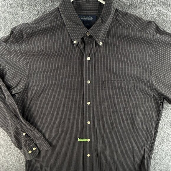 Brooks Brothers Large Gray Check Long Sleeve Button Down Shirt Cotton Woven Men - Picture 1 of 13